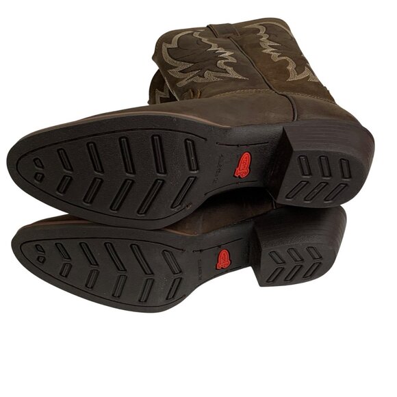 Justin Rosella Chocolate Water Buffalo Womens Round Toe Boots Embroidered 11B - Picture 8 of 10